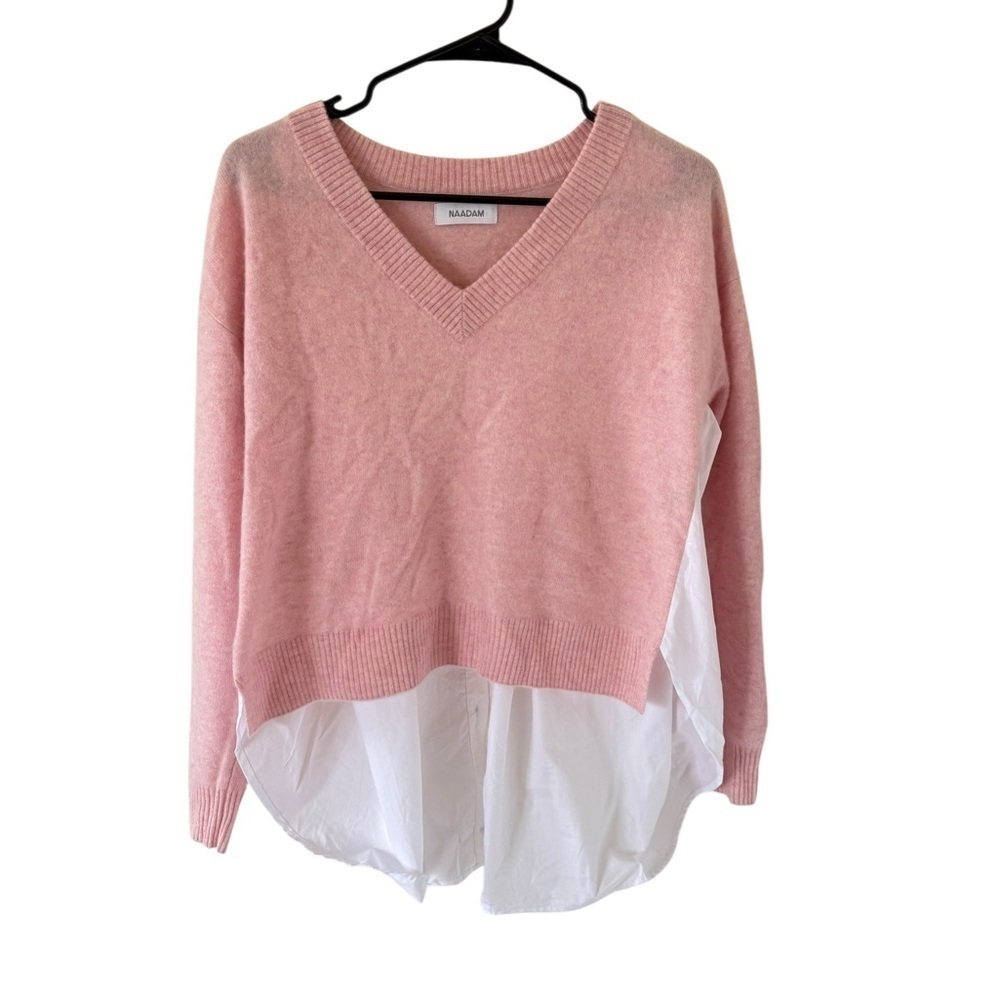 Naadam Cashmere Mixed Media Sweater Pink